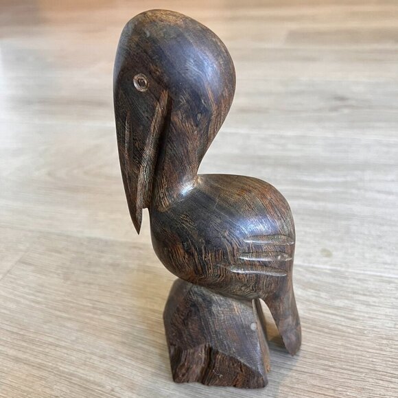 Ironwood Pelican Hand Carved 7 3/4" MCM Collectible Figurine Nautical Decor - Picture 1 of 11